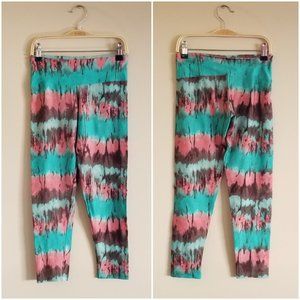 PInk Blue Grey Candida Maria Crop Leggings